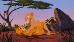 In her cubhood, Nala enjoyed getting into mischief with her best friend, Simba.