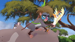 Makini bears Ono to safety during a leopard attack.