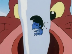 Pumbaa finds Stinky frozen in an icicle.