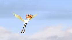 Ono struggles to fly high enough to see the source of the fiery sticks.
