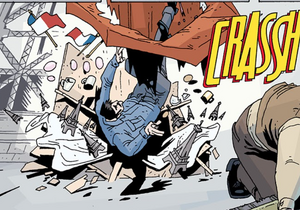 The first of Eiffel's victims hitting the ground.