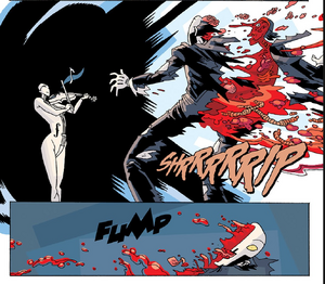 The White Violin fulfills her destiny and kills The Conductor, much to his joy.