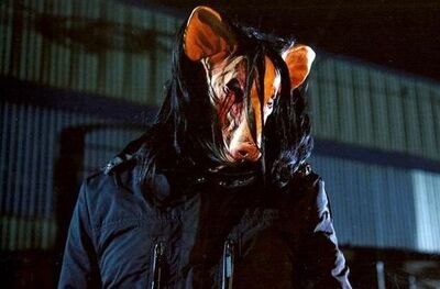 Pig mask from saw