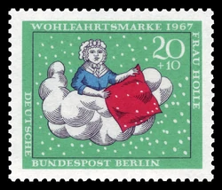 Frau Holle is depicted on this 1967 West German postage stamp.