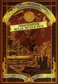 Front cover of an 1874 German translation of Twenty Thousand Leagues Under the Sea.