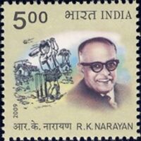 Image of R.K. Narayan on an Indian stamp issued in 2009.