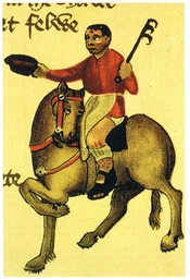 The Cook, as depicted in an early manuscript of The Canterbury Tales, now in the Huntington Library, San Marino, California.