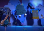 The Great Magician performing his magic box trick.