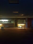 Looking into the deserted Little Chef at Uttoxeter in May 2018.