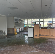 The interior of the derelict Markfield Services