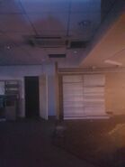 Looking into the deserted Little Chef at Uttoxeter in May 2018.