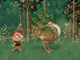 Leo meets an Ostrich