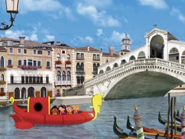 Rocket following the boat through the canal