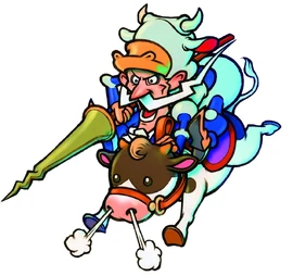 Artwork of Howser riding Pancho