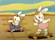 Floppy and Mimi skateboarding