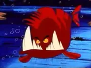 Flounder as a Howling Hairfish in "Beast Within"