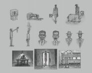 Concept art of the Thin Man and his mechanics.