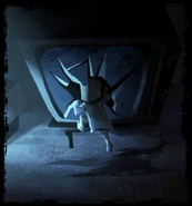 Моно прячется в разбитом телевизоре в шестом эпизоде.