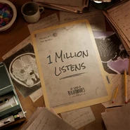 Официальное поздравление в честь того, что подкасты Звуки ночных кошмаров прослушал один миллион человек.