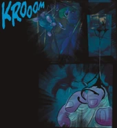 Black goo makes contact with Hush's skin.