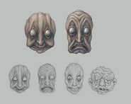 Концепт-арт, предположительно, ранней версии Стен из плоти в виде лиц.