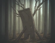 Concept art of the destroyed house in which the Nomes settled.