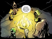 Мальчик разрешает Шестой погреться в костра.