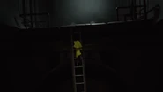 Six climbs a ladder.