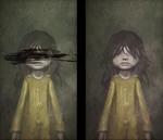 Портреты неизвестной девочки в жёлтом дождевике, спрятанные в Чреве.