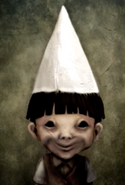 A painting of a male Bully with a dunce cap.
