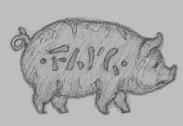 Concept art for a cut pig sign.