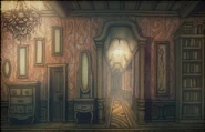 A small painting of a hallway in the Residence.