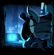 Силуэт Худого человека в телевизоре за спиной малыша.