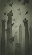 A painting of various crows found in Little Nightmares III.