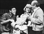 Lee Wilkof as Seymour, Ellen Greene as Audrey, and Hy Anzell as Mr. Mushnik