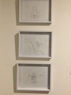 Three raw in-between frames of Little Witch Academia The Enchanted Parade each featuring Amanda, Constanze, and Jasminka respectively