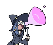 LINE Sticker depicting Ursula yelling through conjured voice amplifier