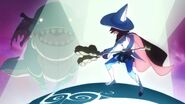 Chariot faces a dragon-like construct in her show LWA OVA