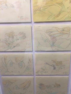 LWA Exhibition pixiv Zingaro's featured genga sheets of Akko flying with Shooting Star