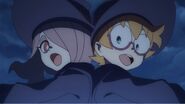 Sucy and Lotte about to magically turn Vajarois' stag into actual tree branches LWA 13