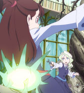 Akko attempting to stop Diana from unwisely harming Pappiliodya Pupas LWA 02