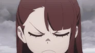 Akko telling the faeries to heed her words