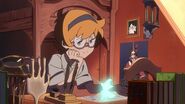 The forlorn Lotte amused by Will-o'-chan's impression of Akko's drawing LWA EP