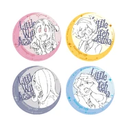 BNA × Bunbougu Cafe × Little Witch Academia coaster images featuring Akko, Lotte, Sucy, and Diana