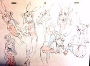 Sketches of Akko in playboy bunny costume by Shiori Miyazaki