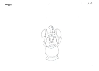 Raw in-between frame of Mouse!Akko affirming her desire to be like Shiny Chariot to Andrew