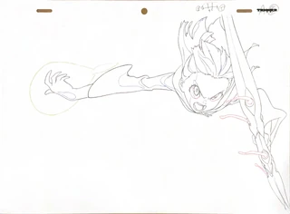 Raw in-between frame of Akko performs Shiny Arc