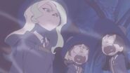 Diana suggests to go deeper into New Moon Tower dungeons through the hole the melting minotaur created, much to her friends' protests LWA OVA