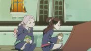 Jasminka and distressed Akko wait for Lotte and Sucy to come for their Parade