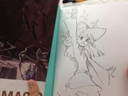A picture of another pencil art of Akko autographed by Yoh Yoshinari which will be given to one of the lucky winners from Ultra Jump in 2013 posted by @Trigger_Tattun
